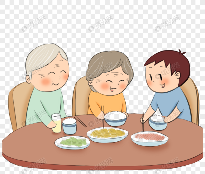 和爷爷奶奶一起吃饭图片