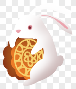 抱月饼的白兔图片