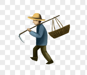 锄头挖地农民素材