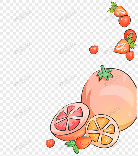 橙子草莓水果装饰图片