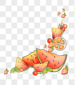 西瓜橙子装饰图片