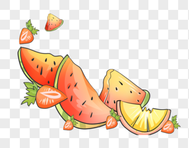 西瓜草莓橙子装饰图片