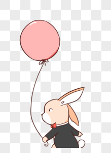 拿气球的卡通小兔图片