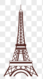 埃菲尔铁塔法国建筑手绘高清图片