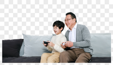 老人和孙子玩游戏图片