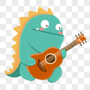 蜥蜴弹吉他绿屏恐龙素材高清图片