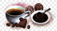 咖啡巧克力插画图片