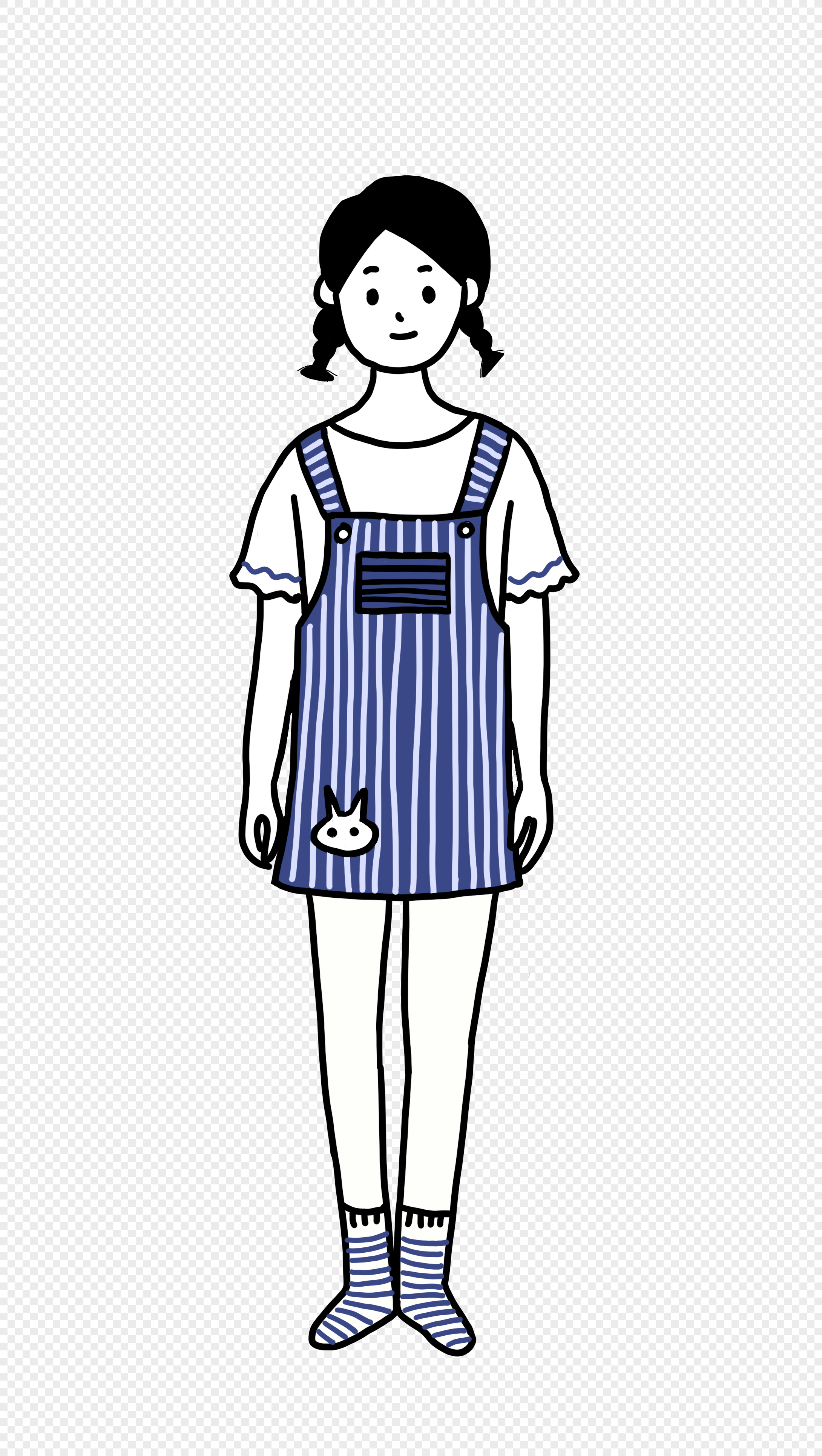 牛仔裙穿衣简笔画图片