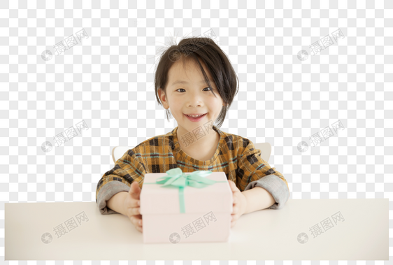 女孩儿童节收礼物图片