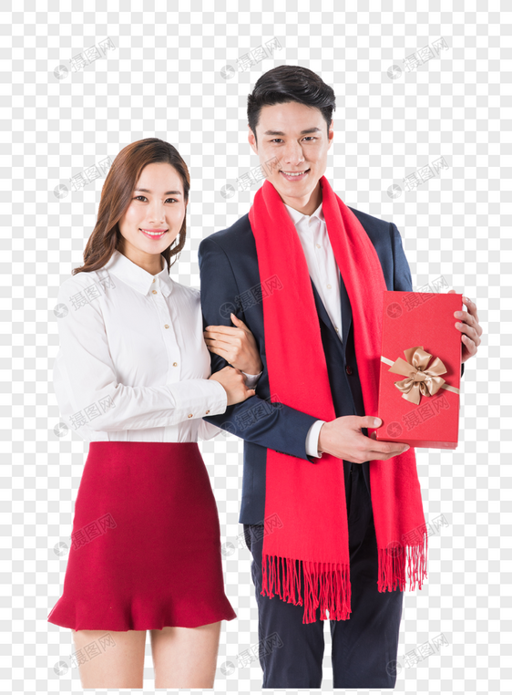 年轻夫妻新年购物送礼图片