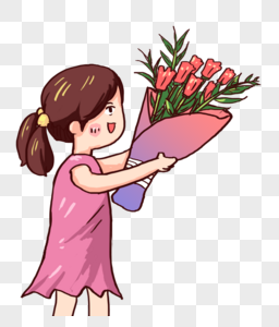 献花女孩图片素材