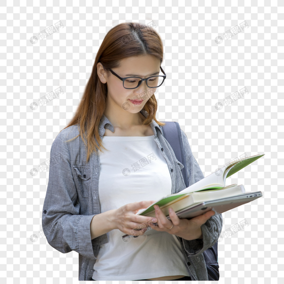 女大学生在阅读学习图片