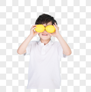 儿童小男孩手持柠檬道具图片