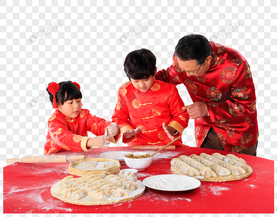 新年孩子们在包饺子图片