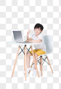 儿童教育小男孩使用电脑网上教育图片