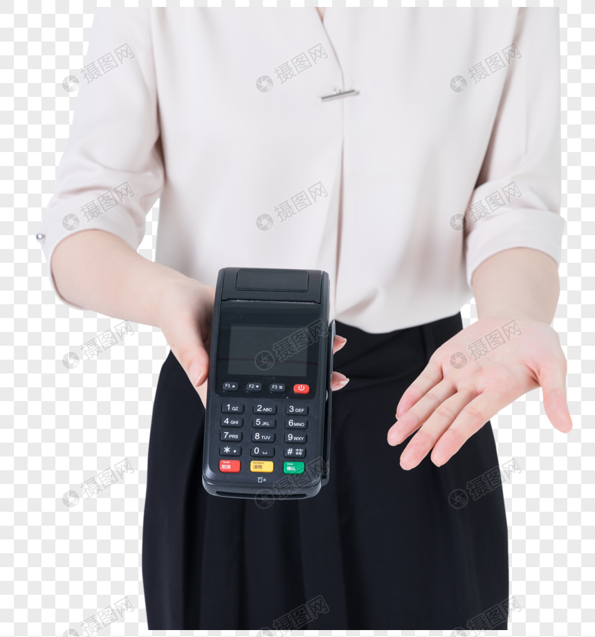 商务女性pos机刷卡