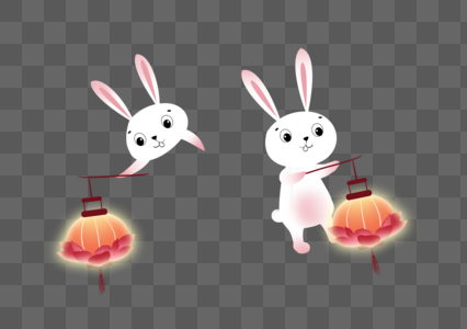 卡通兔子动物装饰荷花灯高清图片