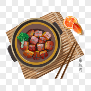 红烧肉手绘红烧肉插画高清图片