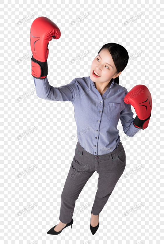 职场女强人带着拳击手套图片