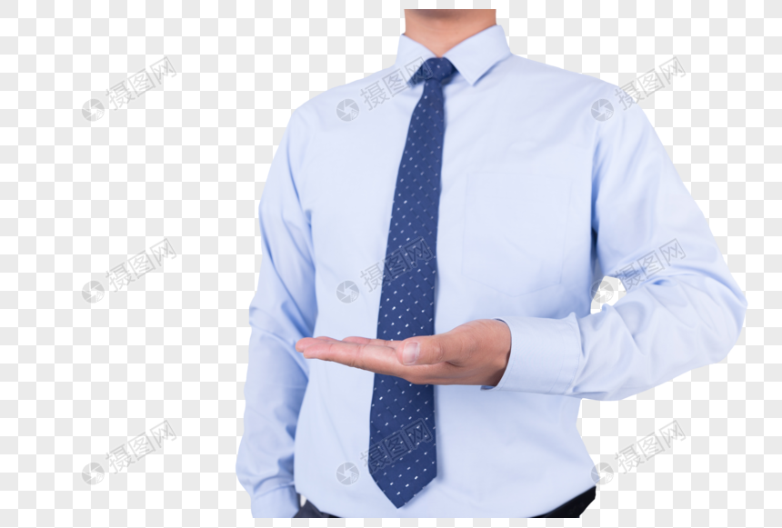 商务男士单手托掌手势动作