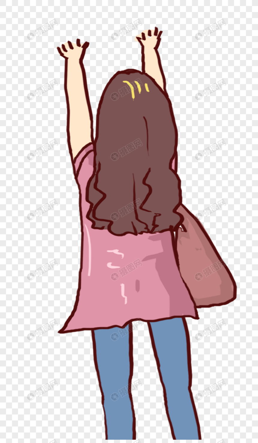 免抠元素 手绘/卡通元素 背对伸手的女孩.png