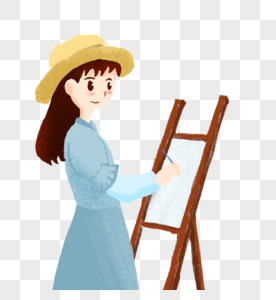 画画女孩手绘图片