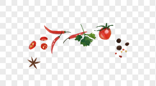 香料元素番茄手绘高清图片