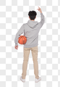 拿着篮球的男生背影高清图片