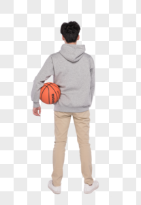 拿着篮球的男生背影图片