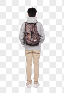 背着书包的男生背影高清图片