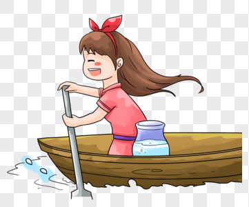 划船的女孩瓶子里船高清图片