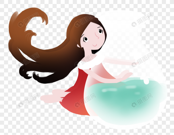 抱着水瓶的女孩