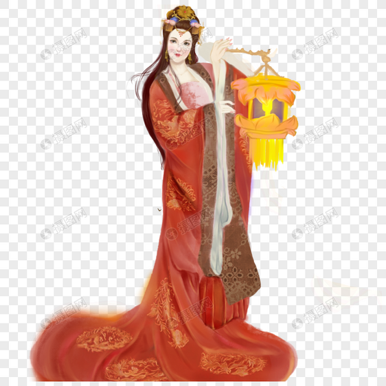 古代女子提灯笼