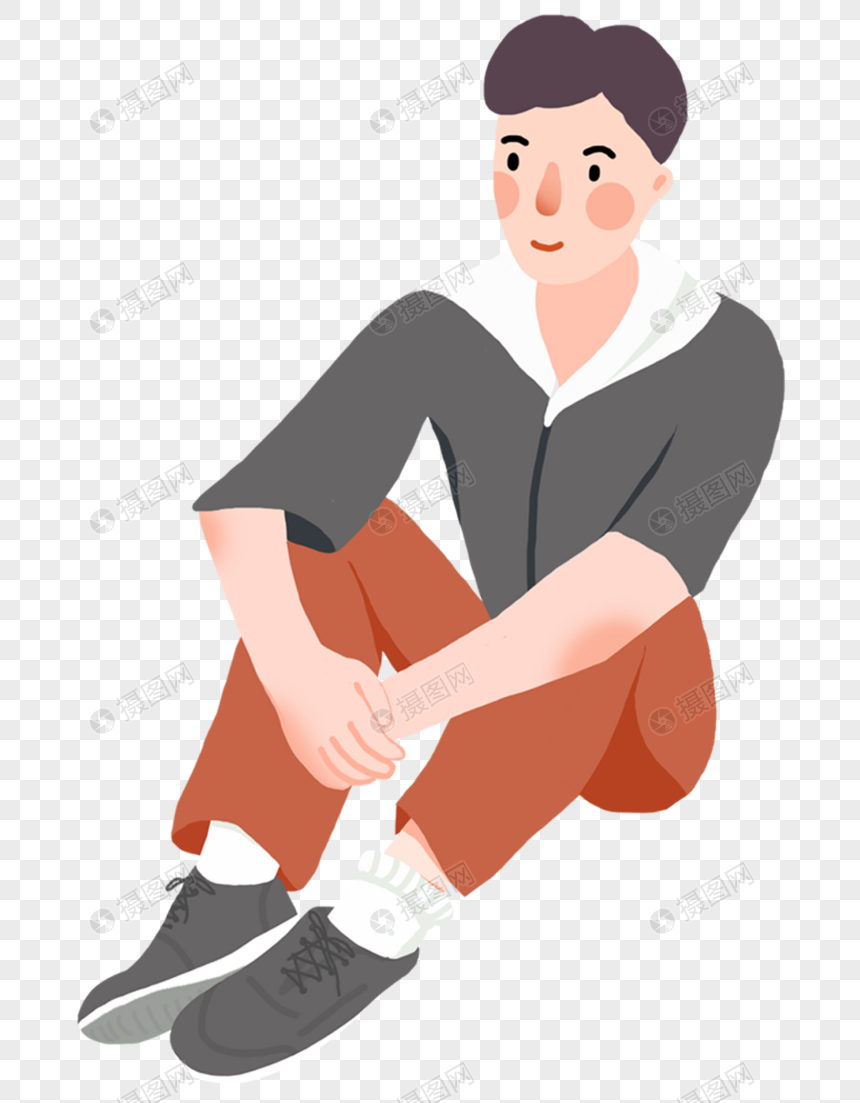 卡通男孩坐姿元素素材下载-正版素材400483059-摄图网
