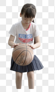 女孩与篮球图片