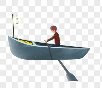 划船少年图片
