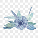 蓝色花朵叶片组合图片