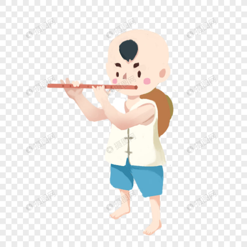 男孩吹笛子