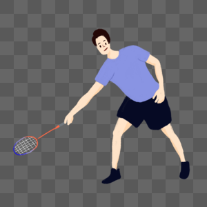 手绘打网球的男孩图片