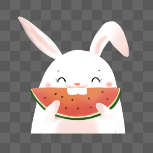 吃西瓜的小兔子图片