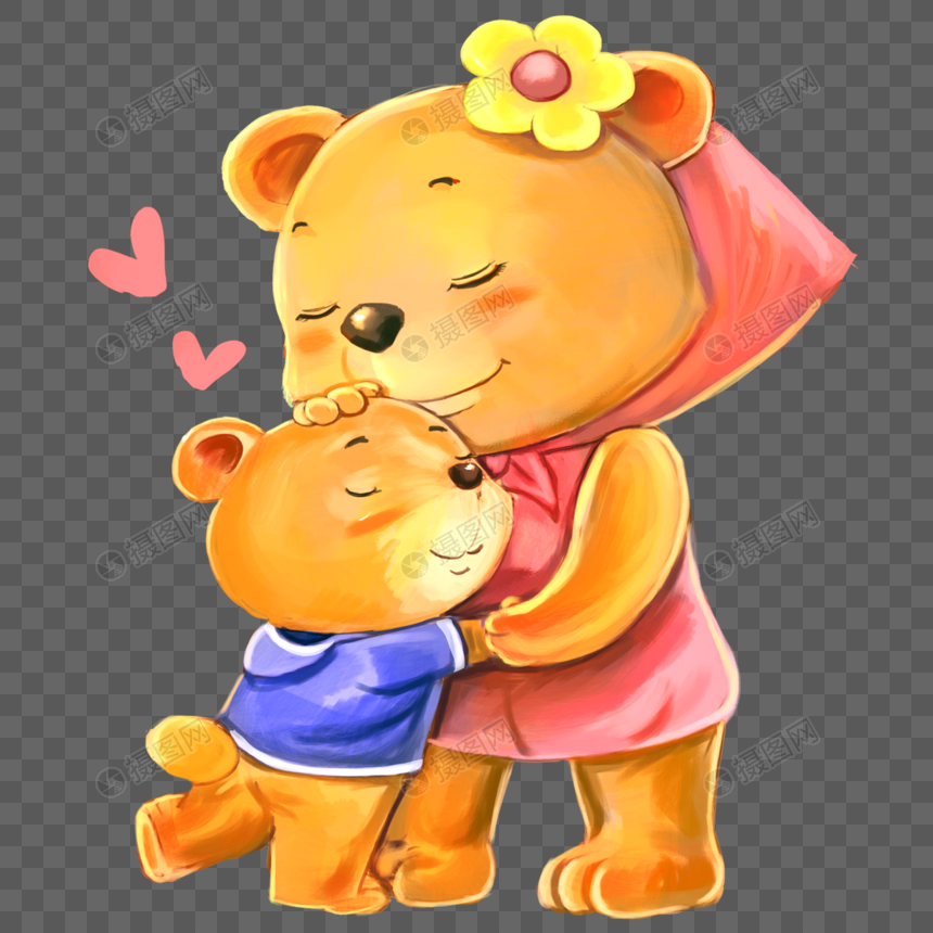 手绘拥抱的小熊