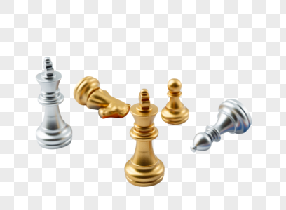 金属质感金银色国际象棋高清图片