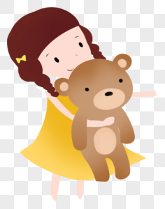 女孩抱小熊图片