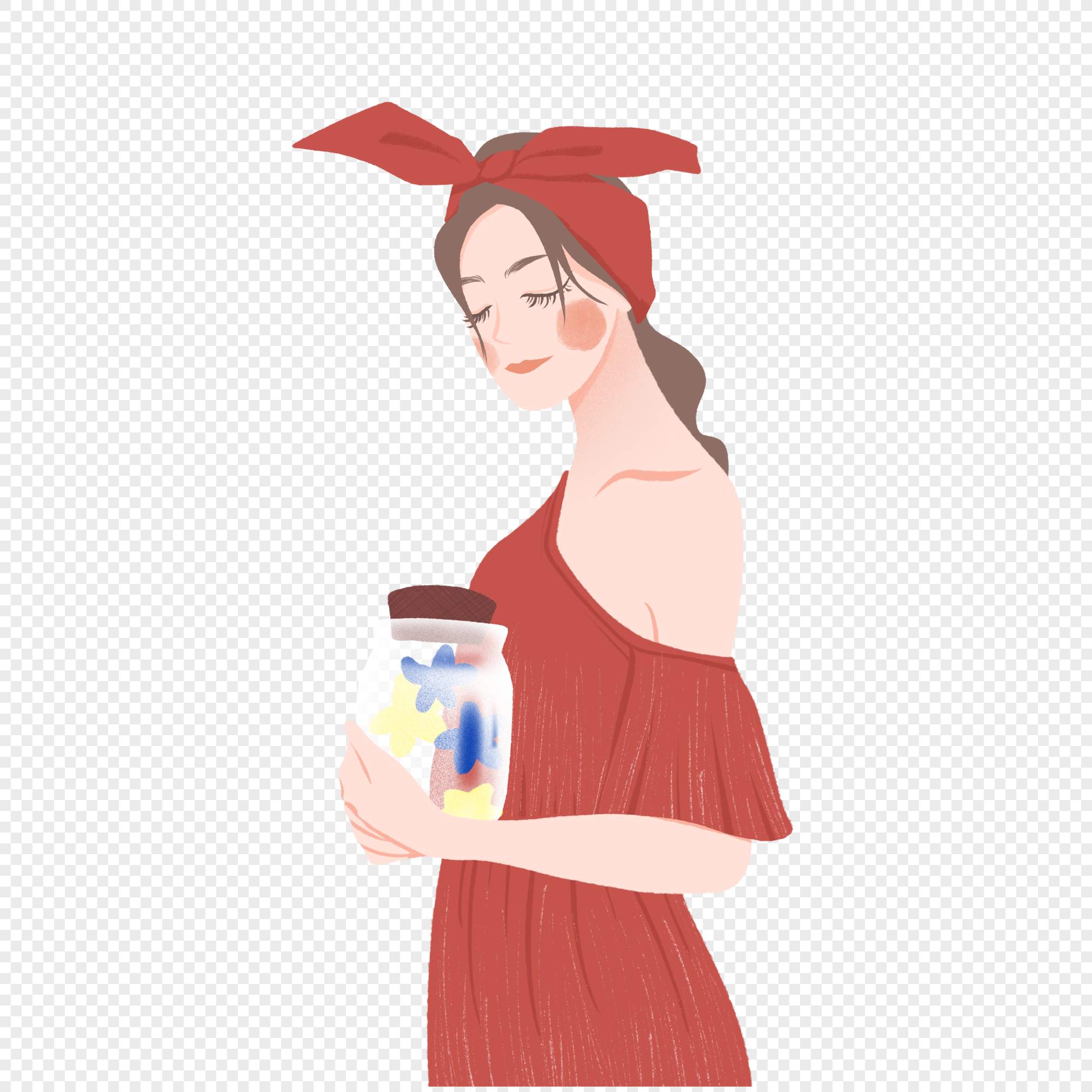 捧许愿瓶女孩