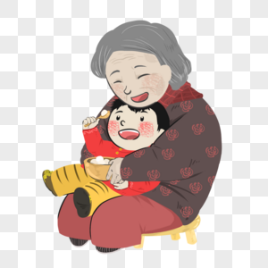奶奶抱孙子图片
