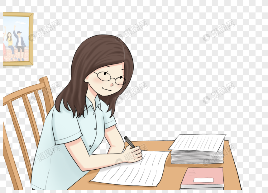 批改作业的老师