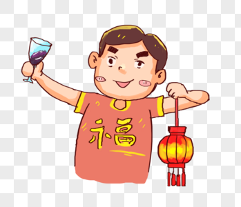 举酒杯的小男孩图片