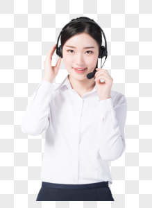 头戴耳机的女性客服形象图片