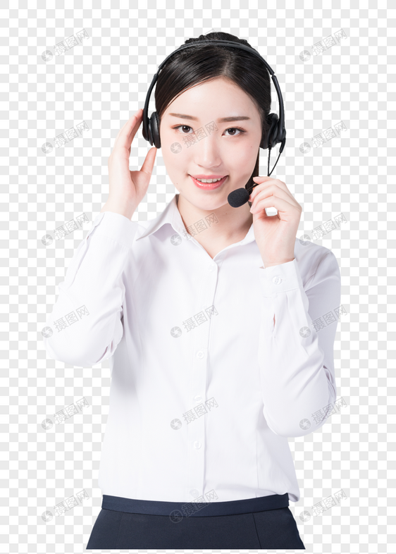 头戴耳机的女性客服形象图片