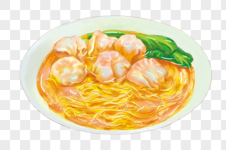 手绘食材美食云吞面素材